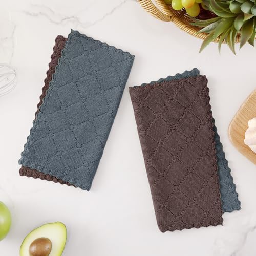 Homaxy 12 Pack Super Soft Dish Cloths, Dark Grey & Brown - Image 6
