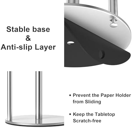 Paper Towel Holder Silver Stainless Steel Kitchen Countertop Roll Organizer - Image 4