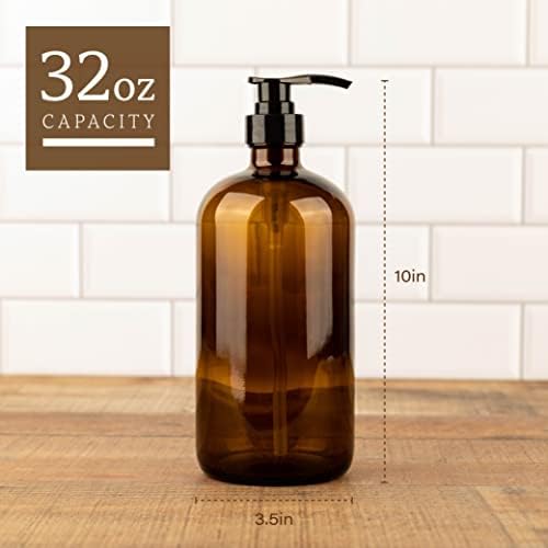 32 Ounce Glass Shampoo and Conditioner Dispenser Bottle - Image 2