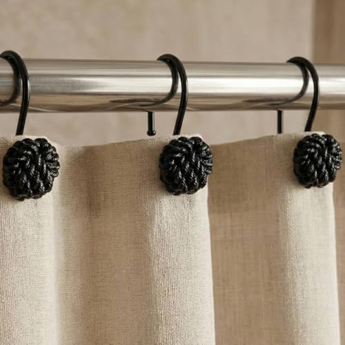 Matte Black Shower Curtain Hooks: Rust Proof Metal Curtain Rings - Image 5