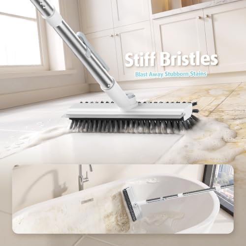 AIR U+ Floor Scrub Brush with Long Handle, 4 in 1 Floor Scrubber & Squeegee - Image 5