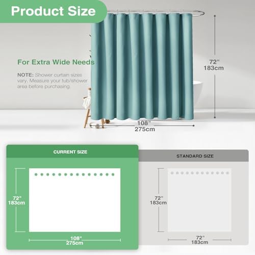 Dynamene Extra Wide Waffle Shower Curtain 256 GSM 108"x72" Teal/Turquoise - Image 3