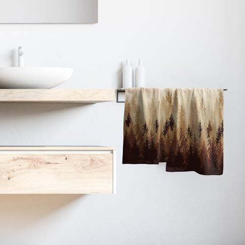 Brown Yellow Misty Forest Hand Towels Set of 2 Fall Mountain Woodland - Image 6