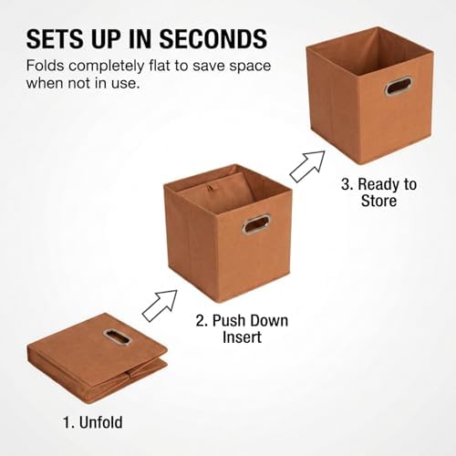 Household Essentials Fabric Storage Bins 6 Piece Set, Terracotta Color - Image 7