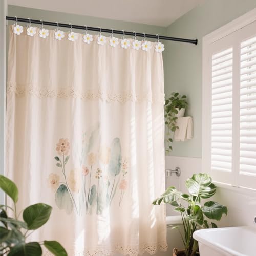 Flower Shower Curtain Hooks, 12 Pack Rustproof Stainless Steel Decorative - Image 2