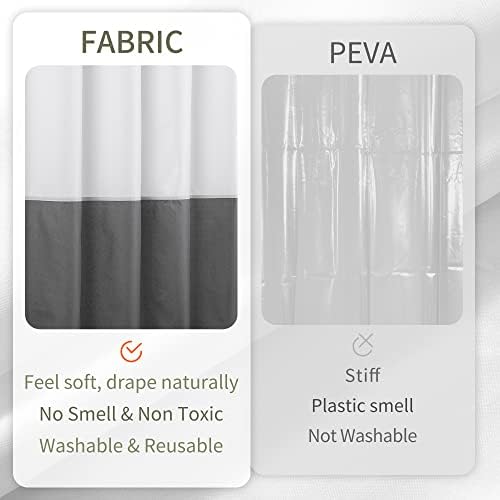 ALYVIA SPRING Waterproof Fabric Shower Curtain Liner White/Dark Gray - Image 4
