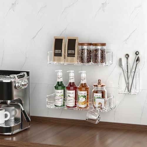 Clear Acrylic Shower Caddy Organizer Shelves, Adhesive Wall Storage 5-Pack - Image 7