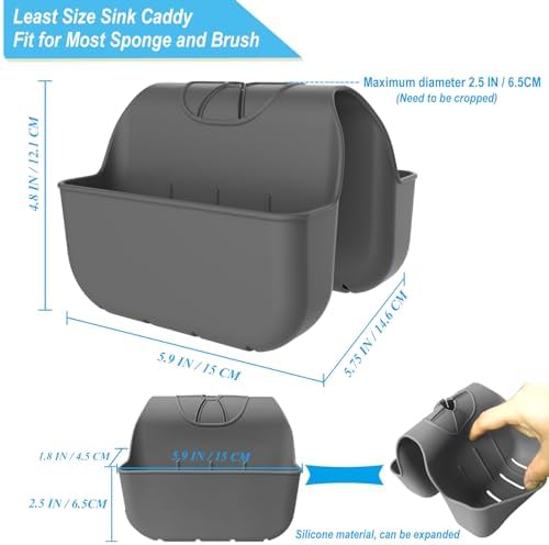 Sponge Holder for Kitchen Sink, Silicone Sink Saddle Caddy Organizer Rack - Image 3