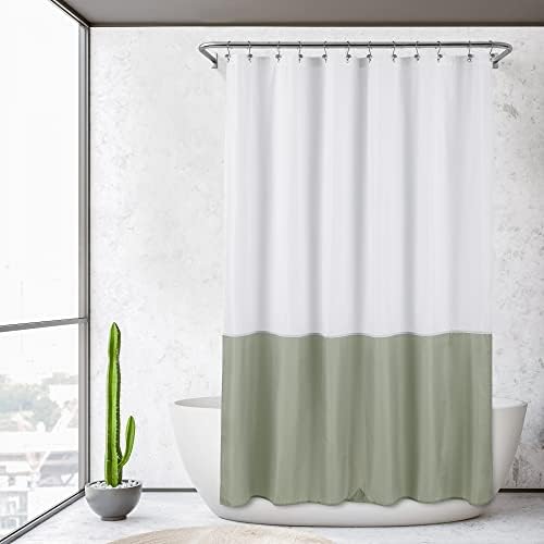 ALYVIA SPRING Waterproof Fabric Shower Curtain or Liner White/Sage - Image 6