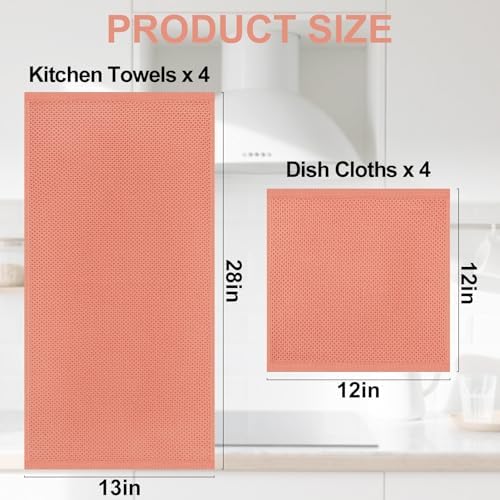 Homaxy 8 Pack 100% Cotton Kitchen Towels and Dishcloths Set - Image 4