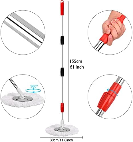 Mop and Bucket with Wringer Set 360° 3psc Microfiber Spin Mop with Bucket and - Image 3