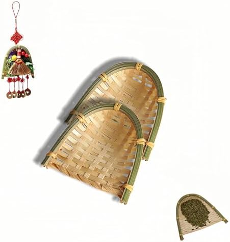 Mini Bamboo Woven Dustpan Craft Set, 2 Pack, 3.94x3.94 Inch, Handmade Weaving by yayaboqu