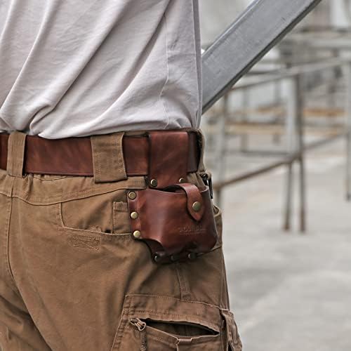 TOURBON Leather Tape Measure Pouch Belt Tool Carrier Holder Holster - Image 3