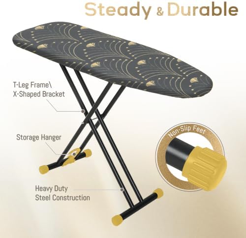 Ironing Board 43x13, RAINHOL Black Gold Pattern Full Size Iron Board - Image 5