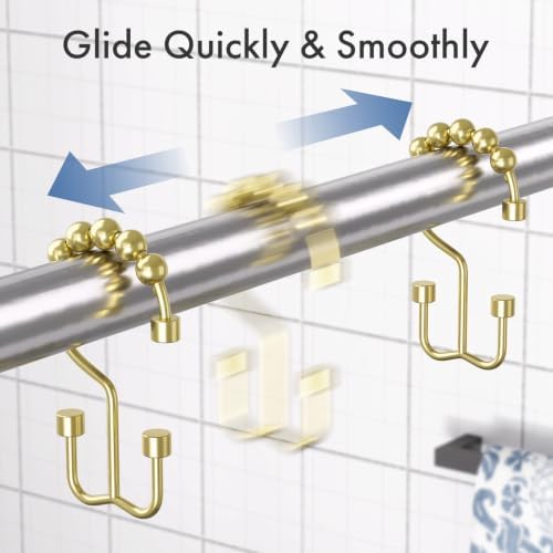 Bathway Gold Shower Curtain Hooks Ring, Rust Proof Metal Shower Hooks - Image 6