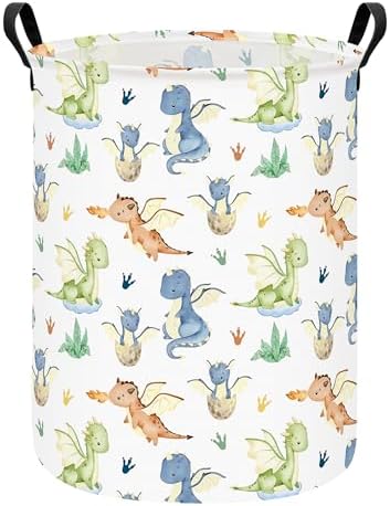 Round Laundry Basket Collapsible Storage Hamper Parent-child Dragon by LANGYASHAN