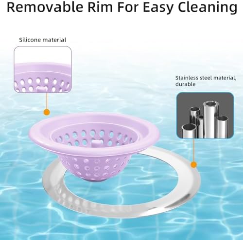 Silicone Strainer for Kitchen Sink, 2 Pack, Stainless Steel Reinforced - Image 6