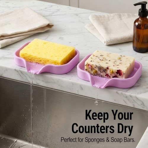 Zulay Kitchen Small Silicone Sponge Holder – Space-Saving Sink Organizer Tray - Image 3