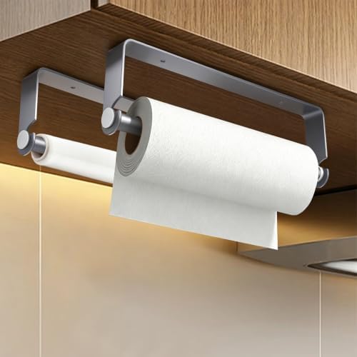 Under Cabinet Paper Towel Holder, Adhesive or Wall Mount（Grey） - Image 5