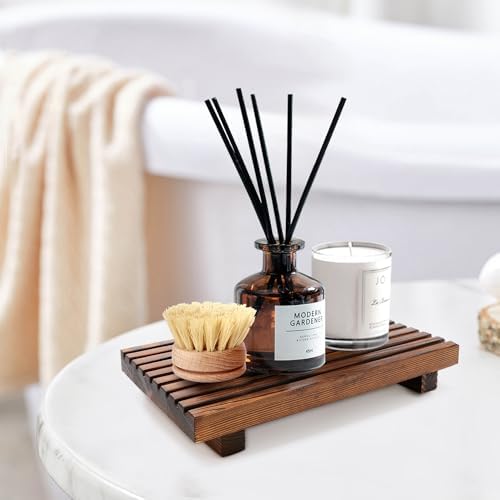 Farmhouse Bathroom Counter Organizer Wooden Display Stand Kitchen Tray - Image 2