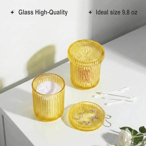 yellow Thick Glass Bathroom Qtip Holder, 2 Pack - Image 4