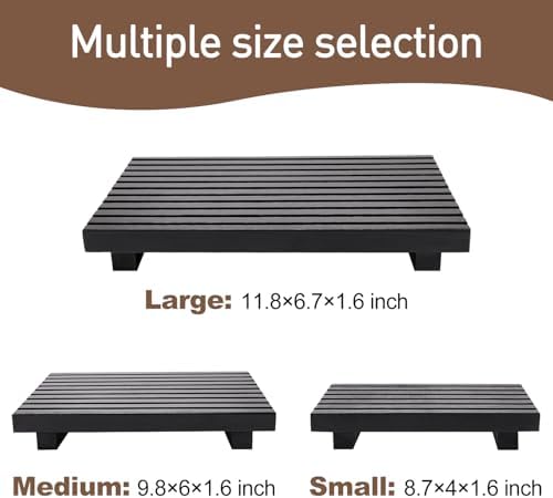 Black Bathroom Tray for Sink Decor Kitchen Counter Wood Pedestal Soap Dish - Image 4