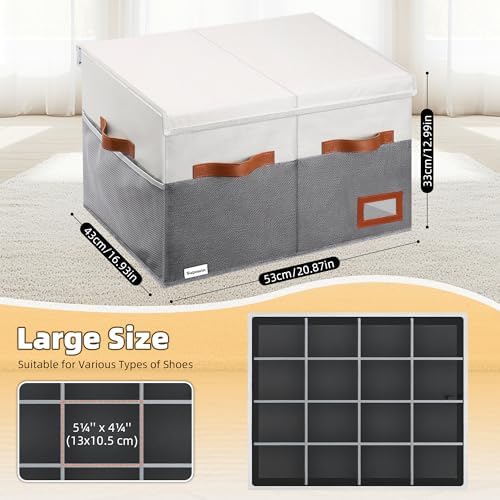 Supowin Large Shoe Organizer for Closet, Foldable Shoe Storage Bin - Image 3
