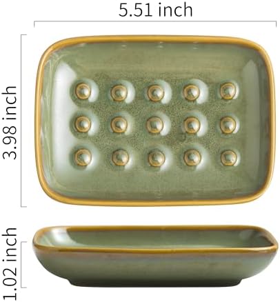 Soap Dish for Shower, Ceramic Soap Dish for Large Soap Bars, Non-Slip Soap - Image 2