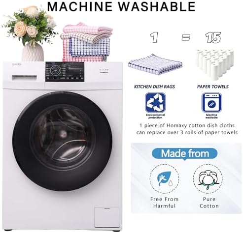 Kitinjoy Cotton 8 Pack Terry Kitchen Dish Cloths, Mix Colour - Image 5