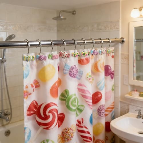 Two Fish Home Fashions Set of 12 Decorative Candies Shower Curtain Hooks - Image 5