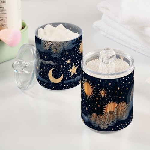 4 Pack Apothecary Jars Bathroom Stars and Moon Qtip Holder Dispenser Clear - Image 5