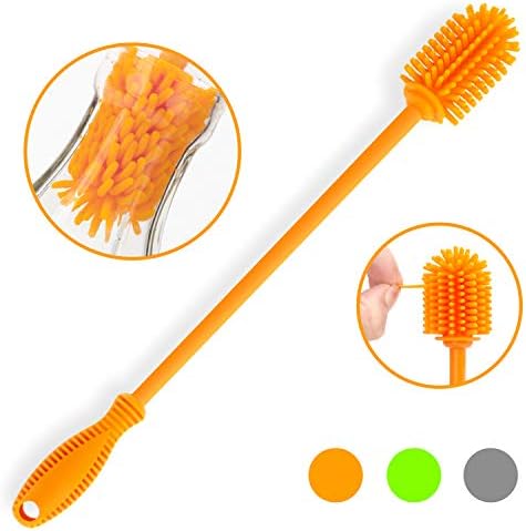 Silicone Bottle Brush with Long Handle, 12.5" Bottle Cleaning Brush - Image 2