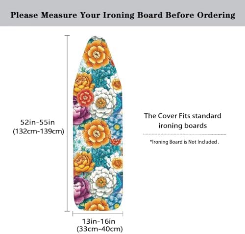 Boho Mandala Steam Ironing Board Cover 3 Fasteners Elastic Edge, Washable - Image 3
