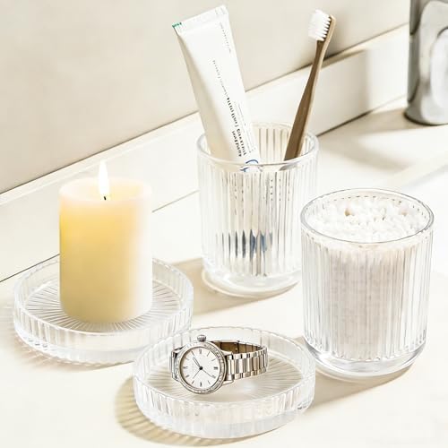 Glass Qtip Dispenser 2 Pack, Pads & Floss Picks, Vanity Makeup Essential - Image 2