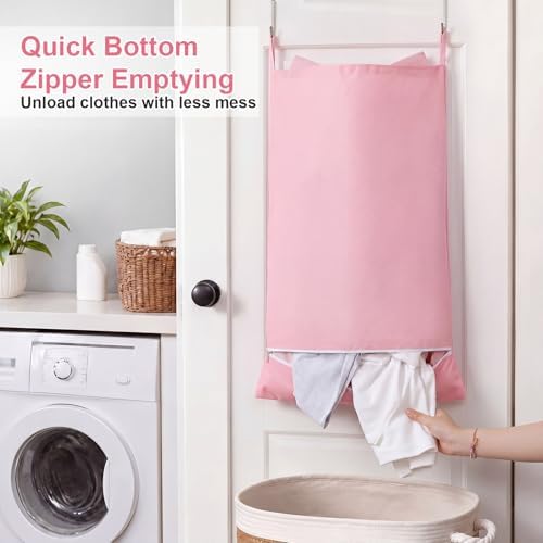 Pink over the Door Hamper Bow Hanging Laundry Bag 18.5"x 27.6" - Image 5
