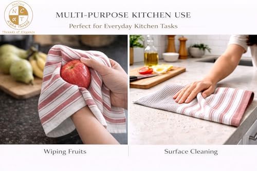 Pack of 12 Cotton Kitchen Towels Set, Dish Towels, Cleaning Rags, Kitchen Dish - Image 6