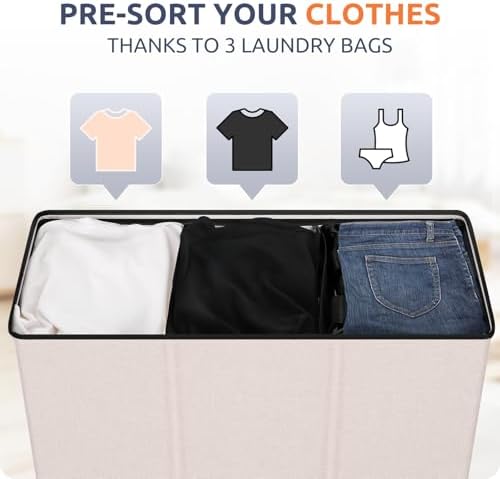 SOLEDI Large Laundry hamper 3 Section - Image 3
