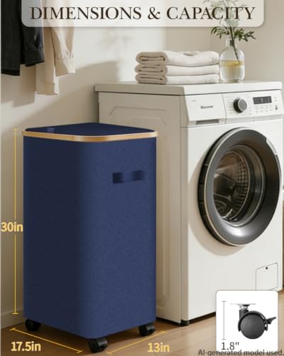 Laundry Basket with Wheels, 110L Large Rolling Laundry Hamper - Image 2