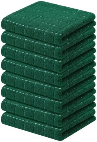 Kitinjoy 100% Cotton Terry Kitchen Towels, 13”x 28”, Dark Green by Kitinjoy