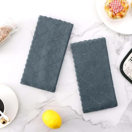 Homaxy Super Soft 16 Pack Coral Velvet Dish Cloths, Dark Grey - Image 6