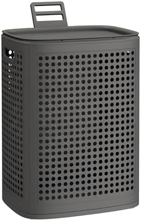 SONGMICS Laundry Hamper with Lid, 75 L Ventilated Basket, Cutout Handles by Unknown