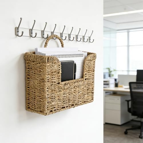 Hanging Magazine Basket, Woven Wall Magazine Holder Organizer - Image 3