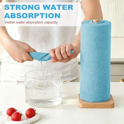 Puomue 55 Pack Microfiber Cleaning Cloth Roll, Tear Away Reusable Paper Towels - Image 3