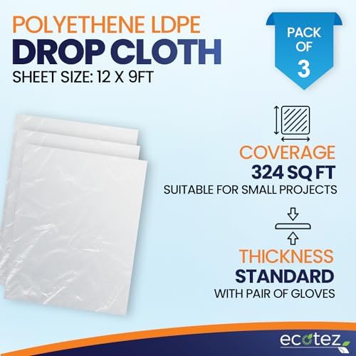 3 Pack 12 x 9 ft Extra Large Plastic Drop Cloth - Image 2