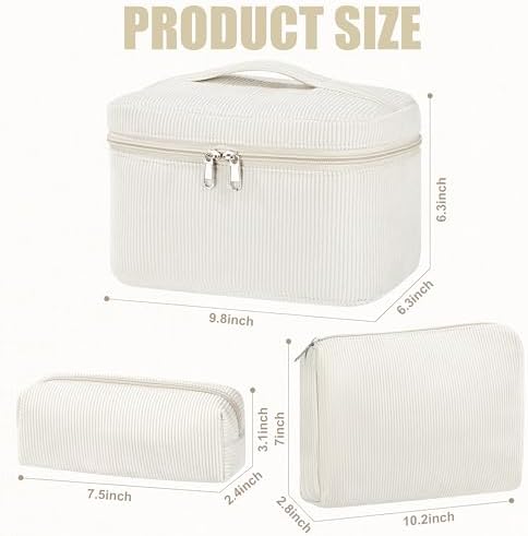 BuyCard Quilted Makeup Bag Set, CuteFloral Cotton Coquette Makeup Bag Toiletry - Image 2