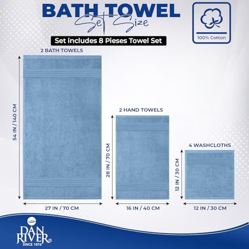 DAN RIVER 8 Piece Luxury Bath Towels - Image 2