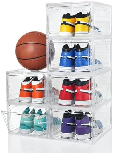 ZLLZUU Shoe Shoe Storage Boxes, 6 Pack Stackable Shoes Organizer Clear by ZLLZUU