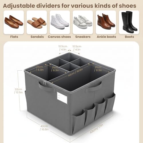 Varhomax Shoe Organizer Box for Closet, Fabric Storage Basket 2 Pack - Image 3