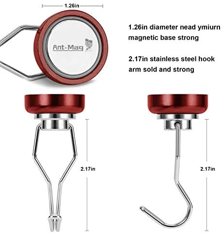 Ant Mag Swivel Magnetic Hooks 80lbs Red 4 Pack - Image 3