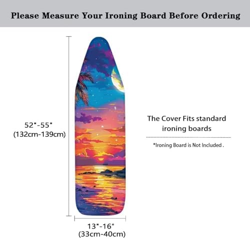 GLENLCWE Hawaiian Palm Watercolor Ocean Sky Ironing Board Cover, Washable - Image 5